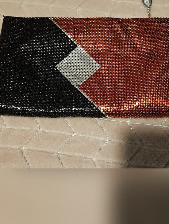Whiting & Davis Handbags - Whiting & Davis Black  & Silver Sequin Geometric Clutch
